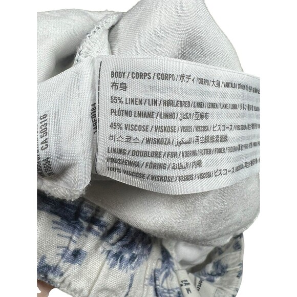 Abercrombie & Fitch Linen Blend Shorts M Blue Toile Tropical Print‎ Resort Beach - Picture 11 of 11